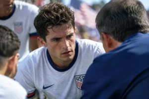 USMNT friendlies players line up before a North American soccer match