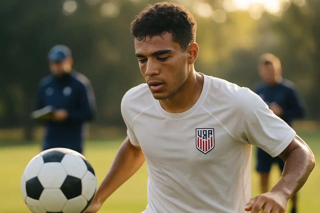 USMNT roster strategy session with players training on a soccer field