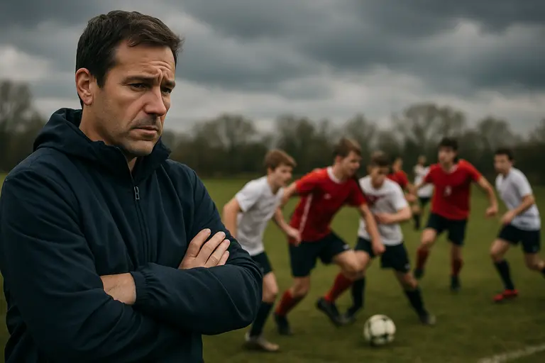 Young soccer substitutes watching play from the sideline